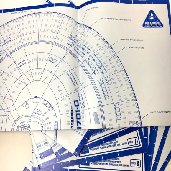 STAR TREK  Blueprints Next Generation U.S.S. Enterprise Spaceship 90's  Vtg - Picture 1 of 15